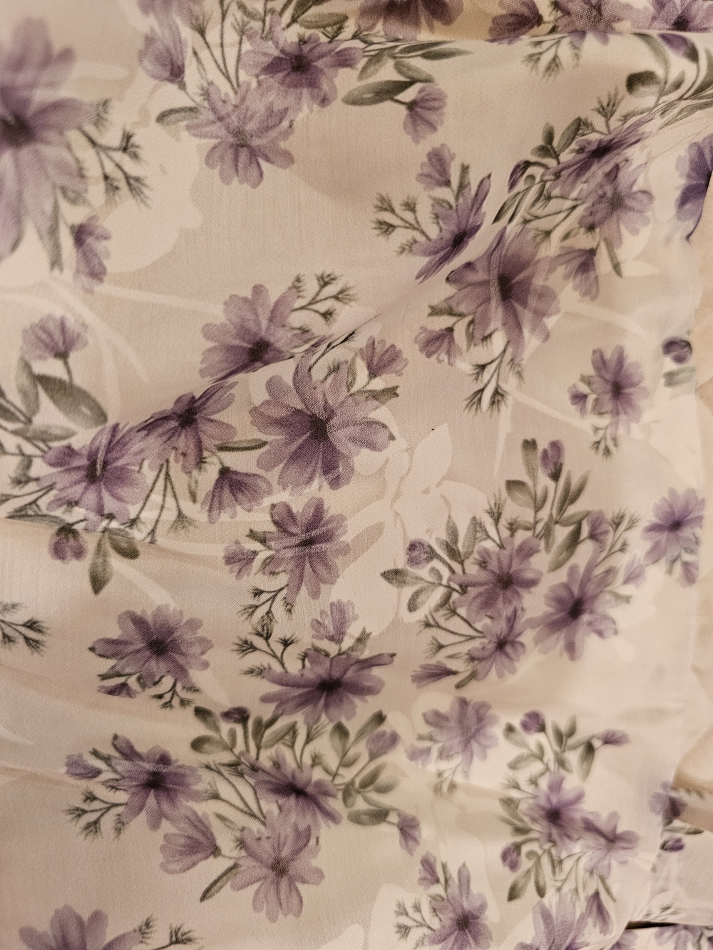 TCEC White Sundress with Lavender Floral Print and Tie Straps - Picture 6 of 6